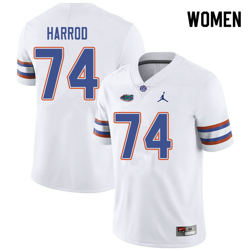 Jordan Brand Women #74 Will Harrod Florida Gators College Football Jerseys Sale-White - Click Image to Close